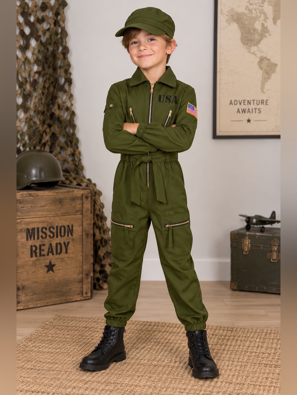 Kids Halloween Military Costume with Hat included